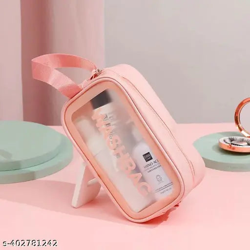 RRK (Set of 3)Clear Makeup Pouch Set, Makeup Pouch Bag Travel Transparent Toiletry Bag Zipper Wash Bag with Handle Household Grooming Kit Portable Organizer Case Carry Pouch for Women and Men Makeup Pouches/Bags