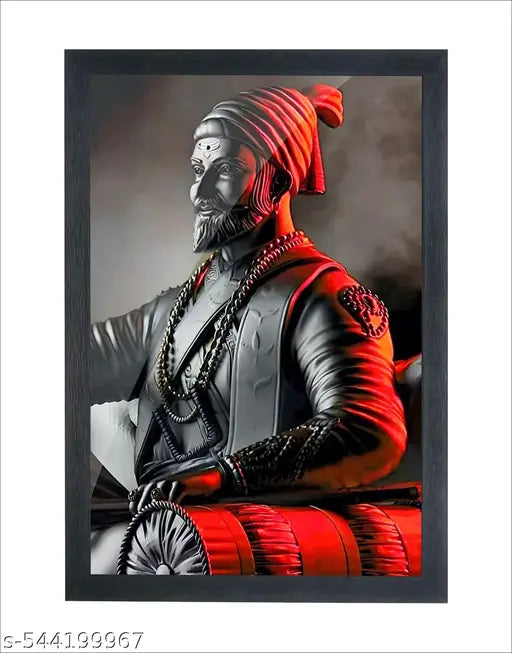 SINGODIYA INDUSTRIES Chhatrapati Shivaji Maharaj Photo Frame, Spiritual Wall Art, Decorative Wooden Frame for Home, Office, Temple, Living Room, 10 x 14 Inch