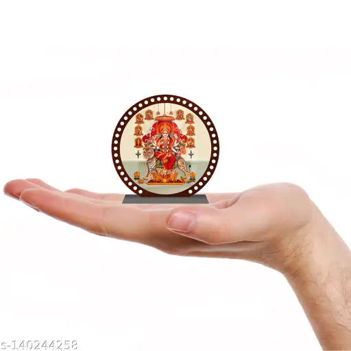 AUTOEASY Navdurga idol for Car Dashboard Acrylic Antic Round murti durga idol for home Spiritual Gift Item & Statue for Temple /Pooja/ Home Decor / Office / Study Table, Holy Statue, Decorative Showpiece Figurine