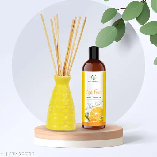 Homecraft Reed Diffuser with Ceramic Pot - Lime Fresh - Home Fragrances - Risk-Free - Easy to use - 100mlReed Diffusers, Oils & Accessories