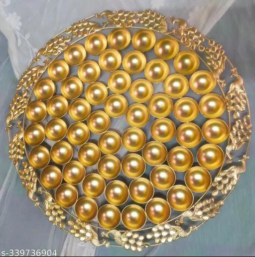 56 Bhog Thali For Offering Sweets To Diety Thali For Pooja Pooja Thali Set For Home Mandir Pooja thali New Peacock Design ( Size 20nch )