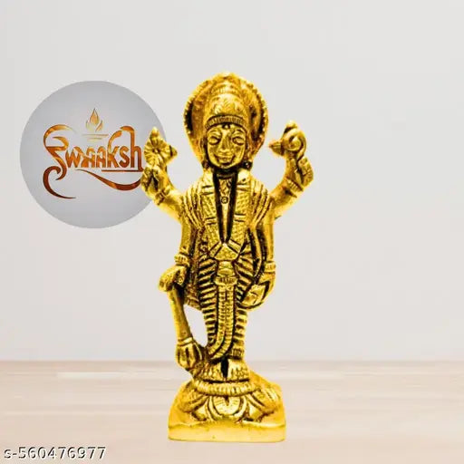 Sacred Brass Vishnu Idol for Home Temple | Hindu Bhagwan Statue | Mandir Pooja Decorative Gift Item