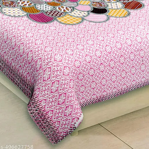 Jaipuri Printed Cotton Single Bedsheet With 1 Pillow Cover
