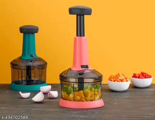Stysol Buy 1 Get 1 Free 750ml + 1100ML Large Quick & Easy Push Chopper Push N Chop Hand Press Vegetable Dori Chopper with Easy Push and Close Premium Quality
