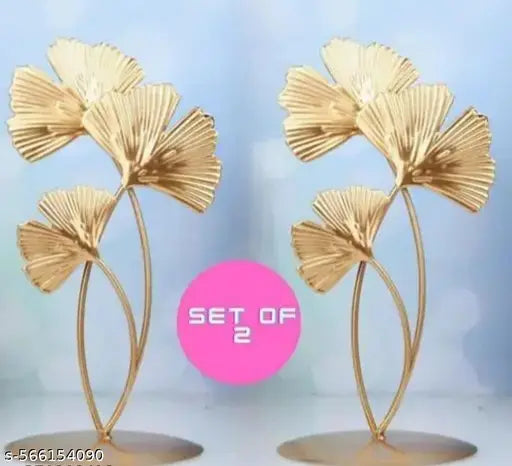 Elegant Gold Ginkgo Leaf Metal Art – Set of 2