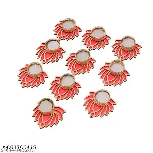 Tealight Candle Holder Stand Set of 10 With Candel - Diwali Decoration Items for Home Decor Diyas(8.5x9x2.5 cm)