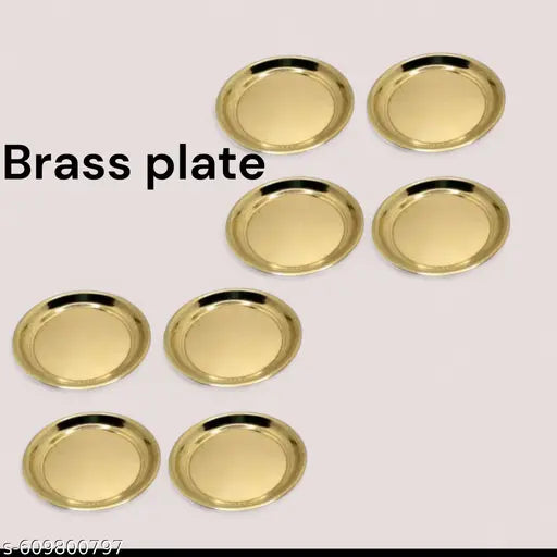 Pack of 8 Pure Brass Puja Plates Pack of 8 for Temple & Home Use