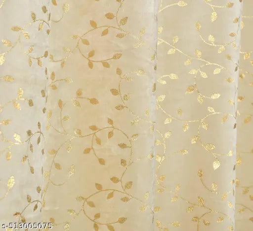 Unique Homes Beautiful Leaf Printed Home Decor Velvet Curtains Blackout PARDA Curtain for Window, Door, Longdoor 5, 7, 9 feet (Pack of 1)