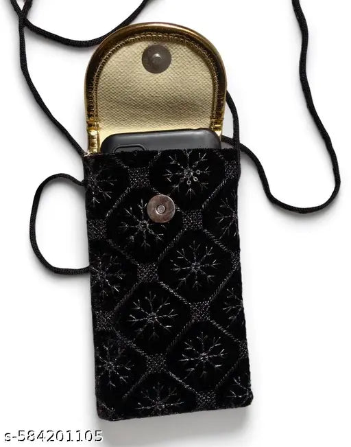 "Handmade Velvet Mobile Pouch Sling Bag for Men & Women | Multipurpose Festival & Daily Use Mobile Cover Pouch"