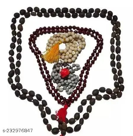 MANNAT FASTION Combo of 4-108 Beads Kamalgatta Mala, Lal chandan Mala Jaap Mala, Vaijanti Mala and Tulsi Japa Mala (Multicolour)
