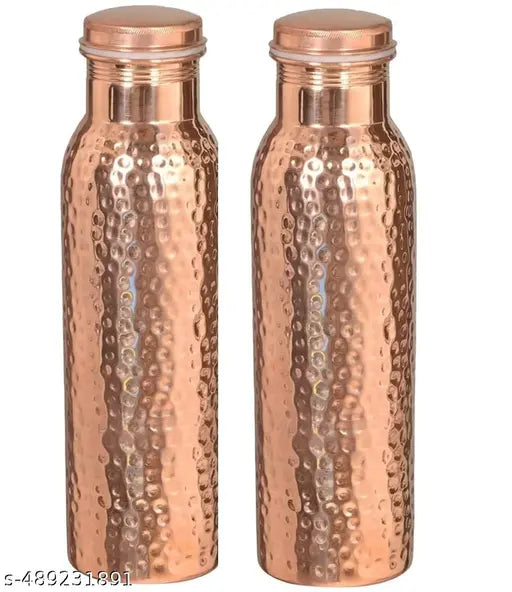 copper+ HAMMERED COPPER BOTTLE,  COPPER BOTTLE, WATER BOTTLE  900 ml Bottle PACK OF 2.