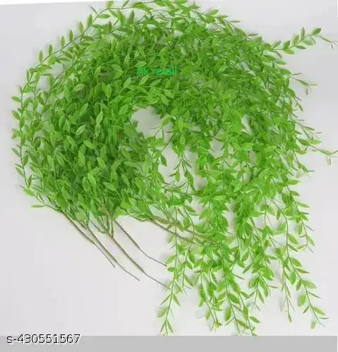 Artificial green grass wall Hanging Leaves Greenery Plants for Home Decor Main Door Wall, Balcony, Office, Decoration Party & Festival pack of - 12 ,