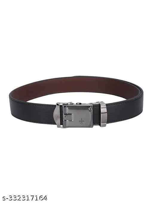 Sunshopping men's black auto lock buckle pu leather belt