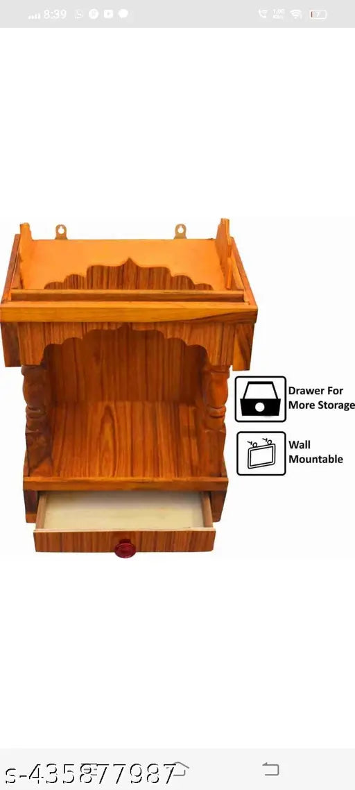 Wooden Pooja Mandir for Home Temple, Office Puja Mandir for Home Wall Hanging Size (45 x 32 x 22 cm,