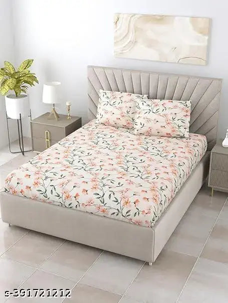 PATWAHOUSE®  5pc bedsheet set (1 King size Bedsheet 90'' X 100'' Inch + 2 Pillow Covers 17'' X 27'' Inch with Embroidery+ 2 Cushion Cover 12'' X 12'' Inch with Embroidery with filler) Heavy Quality Multicolor 5 piece set