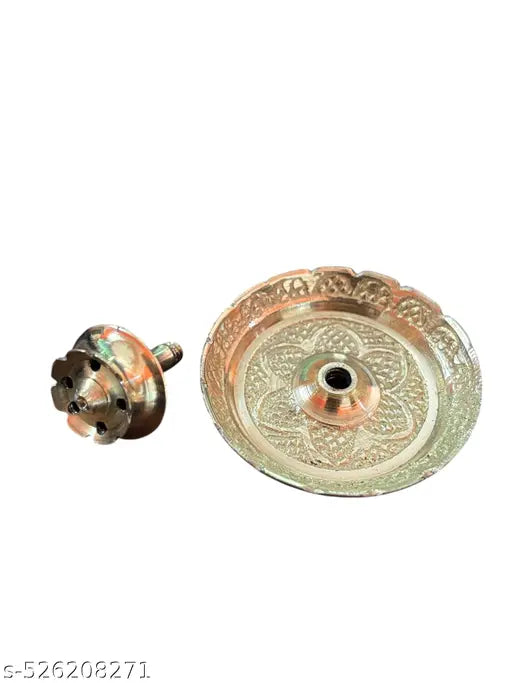 ANI DIVINE Beautiful Decorative Design Plate Brass Agarbatti Small Stand for Daily Puja, Home Worship, Spiritual Rituals, Relaxation, Workspace (Pack of 2)