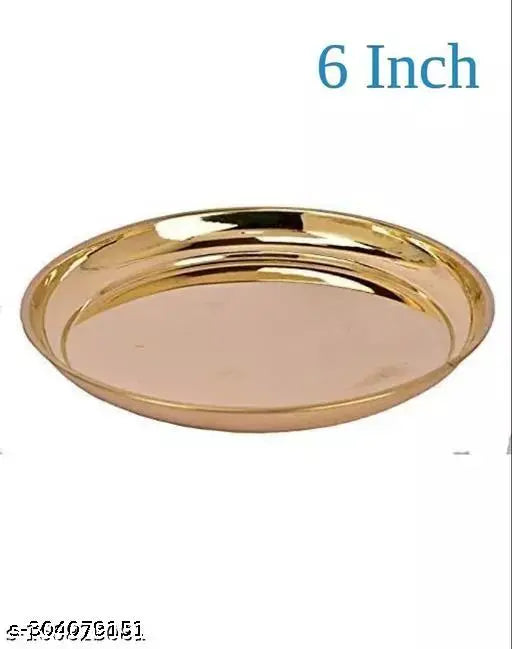 Brass Traditional Utensil Designer Thali/Plate 6 Inch
