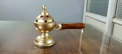 AM Handicrafts Loban Incense Bakhoor Burner Sambrani Dhoop Burner with Handle for Home Purifying Hand Loban Burner for Home Office Temple Prayer Dhoop Dani