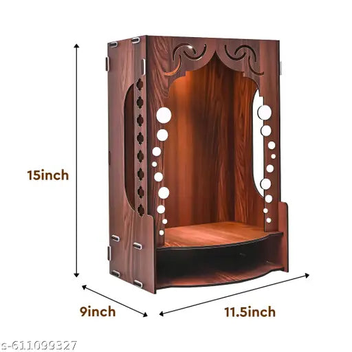 Divinity Decor MDF Wooden Temple for Home | Laminated Pooja Mandir | Assembly Required | 16x9x11 Inch Puja Stand for Shop Office | Big Temple - Mandir - 23