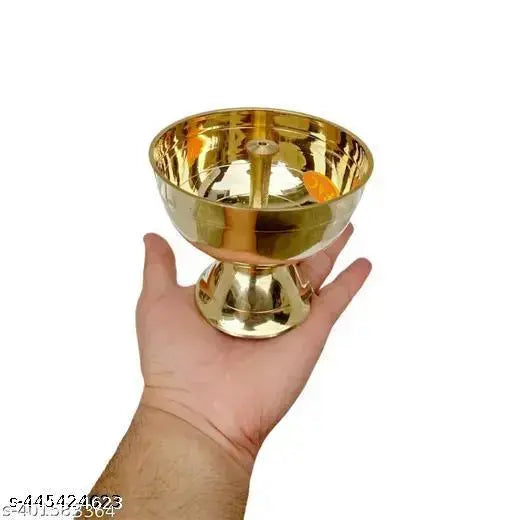 Brass Diya, Akhand Jyoti Pyali Deepam Big Oil Lamp for Home Decor & Diwali Gifting Table Diya ( Set of 1, Big Size )