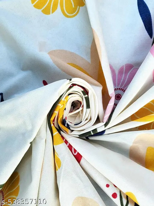 ANA Window Curtain 5 Feet Floral  Set of 2 Cotton Curtain for Windows Multicolor 2pcs