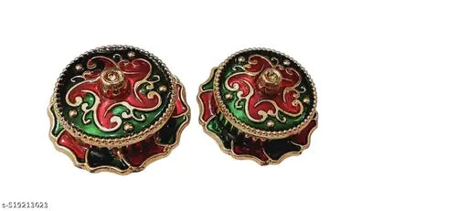 Kumkum small box Meenakari| Haldi Kumkum Pot/ Plastic Sindoor Pot for Pooja pack of 2