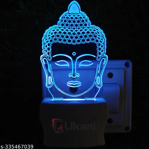 Talgo GOD BUDDHA Acrylic 3D Optical Illusion Night Lamp, RGB 7 Colors Auto Colour Changing LED Plug and Play Night Light, Office Day Light, For Home and Office Use, Best for Gift, Multicolour - 7CM+3.5CM