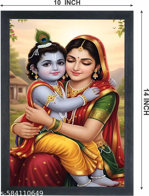 SINGODIYA ENTERPRISES MAA YASHODA WITH BAL KRISHNA Painting | Hindu Religious Frame With Magnetic Hanging | Home and Mandir Decoration Wall Frame  SIZE(10*14 INCH)