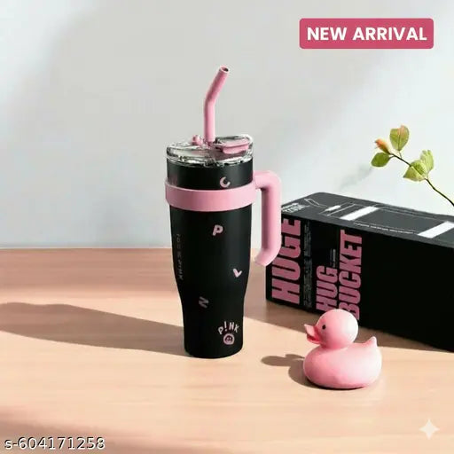 1200ml Huge Water Bottle with Straw & Handle | Large Capacity Tumbler Mug for Gym, Office, Travel, Sports, BPA Free Leakproof Sipper