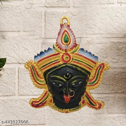 A&S VENTURES  Kali MATA Face Murti Statue Sculpture Wall Hanging, Goddess Maa Kali Idol for Manipulate Outside Negative Energy & Pooja Room, Handmade Decorative Showpiece