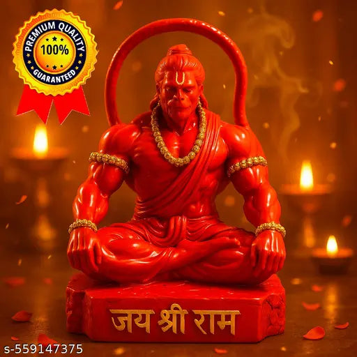 Meditative Hanuman Ji Idol | Jai Shree Ram Bajrangbali Murti | Black Hanuman Statue for Car Dashboard | God Idol for Home Mandir Decor | Sankat Mochan Hanuman Ji for Office Desk | Spiritual Gift Item | Puja Room Hanuman Idol | Hanuman Murti for Positive E