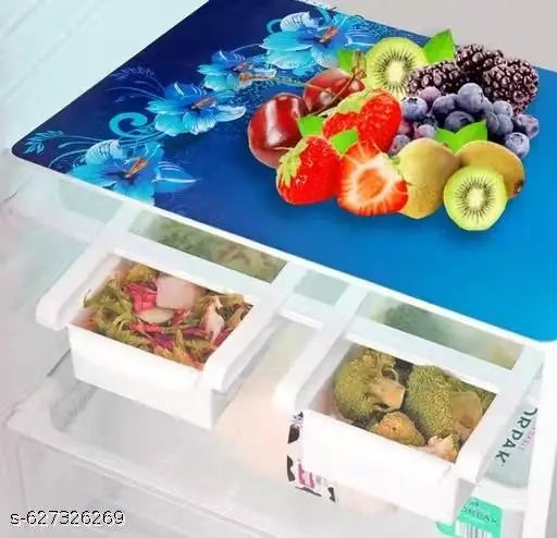 GEETA TEXO FAB Exclusive Combo of 1 Cotton Fridge Top Cover, 2 Cotton Fridge Handle Cover, 4 Fridge Mats (7 Pcs Set)