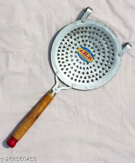 3 star /champakali Namkeen/Gathiya/Fafda Jhara with Wooden Handle Deep Frying Basket  (Grey Pack of 1)akhand