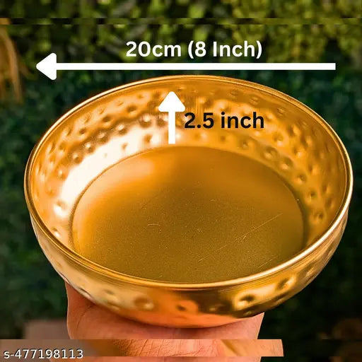Urli Decorative Urli Bowls for Table , Office , Living Room ,Festival Decoration Bowl for Entrance , Rangoli Antique Round Hammered Traditional Potpourri Bowl Handcrafted Metallic Gold (Size 8 Inch)
