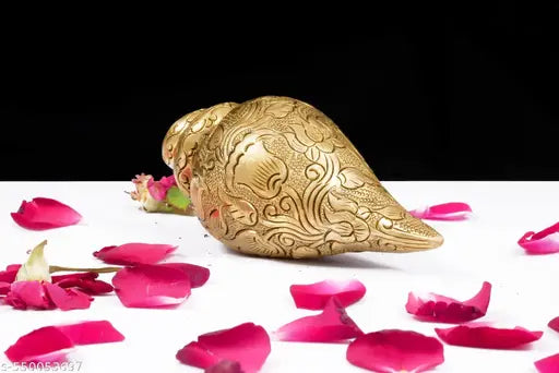 Shreeyaash Brass Shankh for Pooja | Handcrafted Decorative Conch Shell for Home Temple, Aarti & Spiritual Decor | Traditional Puja Item