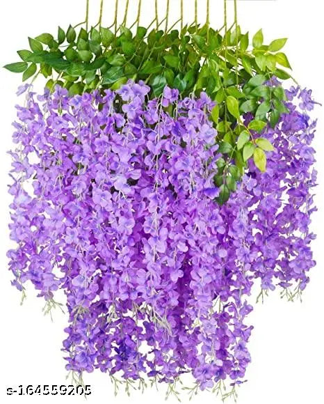 Creativo Pack of 12piece Artificial Vine Fake Pink, Purple & White Wisteria Hanging Garland Long Hanging Bush Flowers, String Home, Party Decor (4-Pink, 4-Purple, 4-White)