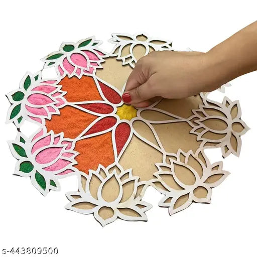 Portable Rangoli (12 inches) Stencil for Decor DIY Craft Reusable Templates for Floor Table Just Fill with Rangoli Atta or Grains for Navratri Pongal Pooja Mandir Rangoli Mats for Decoration