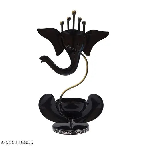 Iron Lord Ganesha Tea Light Candle Holder, Handcrafted Decorative Item for Home & Office, Ganpati Diya Stand for Pooja Room, Temple, Living Room & Bedroom, Diwali Decor