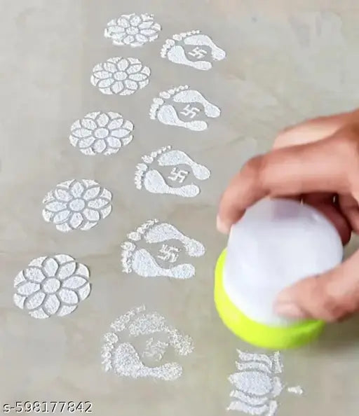 Rangoli Stamp Filler Set of 12 pcs | Rangoli Dabbil Rangoli Making Kit | Rangoli Stencils for Indoor/Outdoor Decorative Rangoli