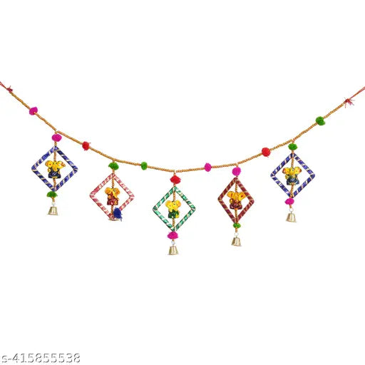 Traditional Rajasthani Handmade Bandarwal Toran with Beautiful Bells for Diwali & Festive Home Decor