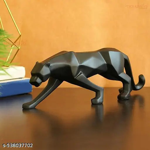 ADDY ART'S WORLD Modern Geometrical panther Sculpture Action Showpiece Animal Figurines Decorative Item for Home Dcor Living Room Bedroom Table Top Decoration