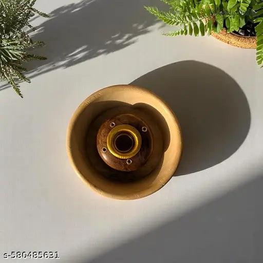 "Wooden Effarts™ Handcrafted Incense Holder Bowl | Premium Wooden Agarbatti & Dhoop Stand for Home & Temple Use"