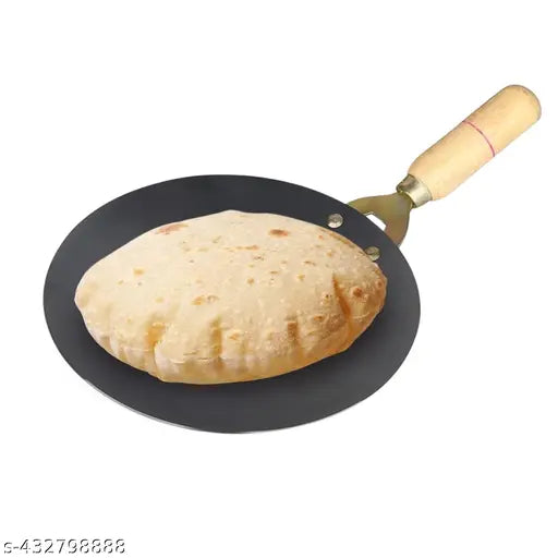 VISMAY'S Tawa Iron Tawa, Original Handmade Loha Iron Lokhand Roti/Chapati Tawa with Wooden Handle (9.5 inch)