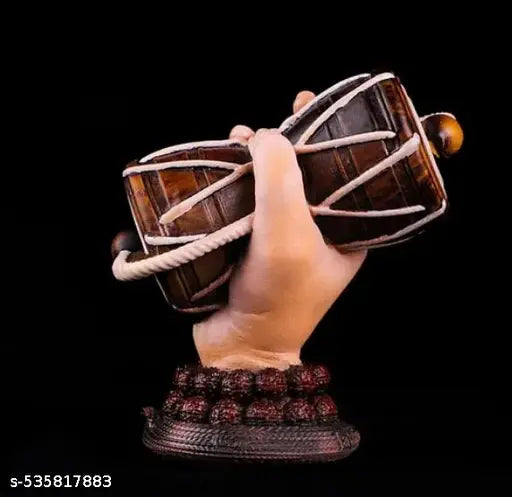 Lord Shiva Hand Holding Damru Showpiece | Hand Damru Idol with Rudraksha & Snake | Car Dashboard Idol | Spiritual Home Decor | Gift for Devotees