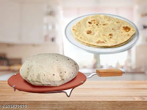 DAKSH PRAJAPATI CLAY Mitti Cool Desi Terracotta Tawa with Stand Pack of 1 (Brown, 9 Inch Dia)