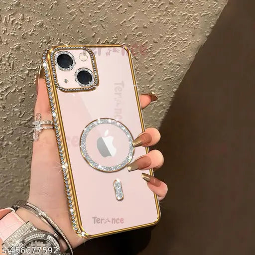Magnetic diamond Rhinestone Encrusted iphone 13-gold
