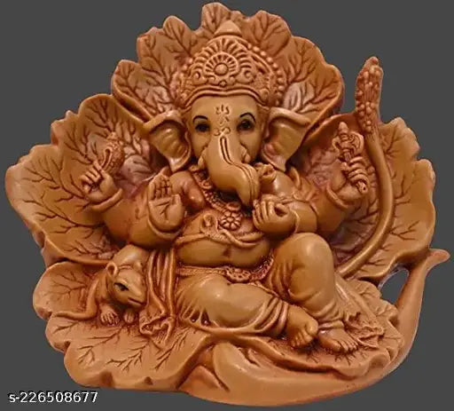 Ganpati Bappa Patta Ganesh Patte Pe Ganesh (Shoeflower) Idol Perfect for Car Dashboard Puja Ghar