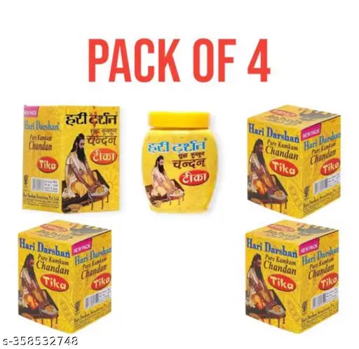 Pure Kumkum Chandan Tika -Pack of 4-40gm Each | Sandalwood Paste with Long Lasting Fragrance Tilak for Daily Pooja,Havan