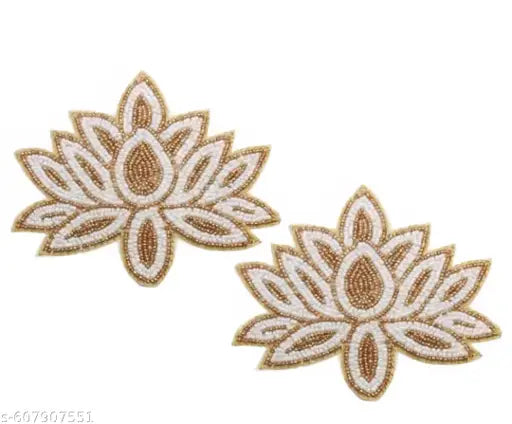 White and golden beads lotus,set of 2
