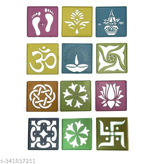 Kitoarts Rangoli Stencils, Kolam Stencils, Rangoli Tools, Stencils for Craft and Art, Rangoli Kit, Rangoli Making Tools Kit, Rangoli Maker, Rangoli Stencils for Door Entrance, Muggu Stencils For Floor